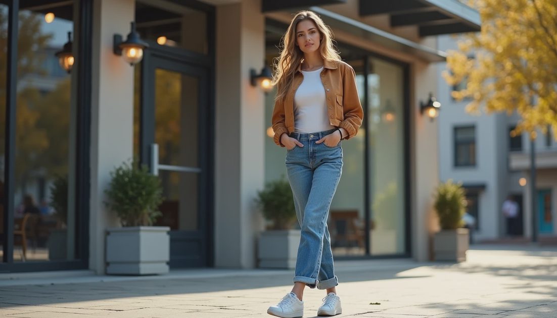 Baggy jeans + cropped bomber for a coffee date — does this feel balanced or too heavy on top?