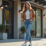 Baggy jeans + cropped bomber for a coffee date — does this feel balanced or too heavy on top?